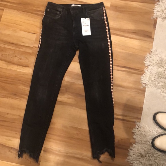 Zara Denim - NWT Zara premium denim collection faded black raw hem jeans